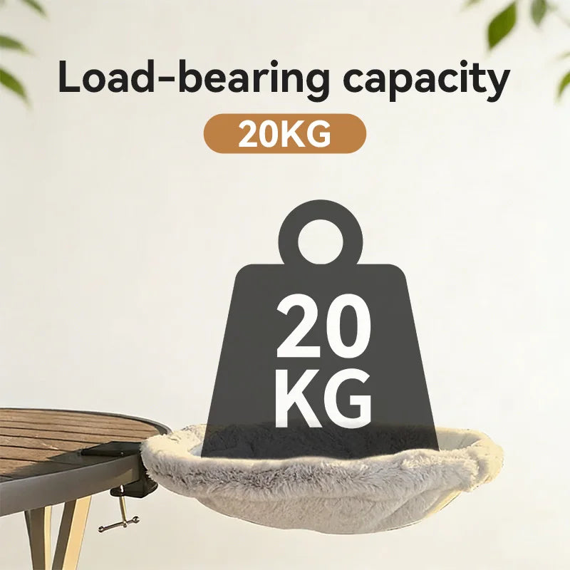 Adjustable Cat Desk Bed clamp-on hammock, steel frame rated to hold up to 20kg (44 lbs)