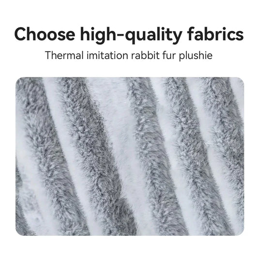 Close-up of the soft, thermal faux rabbit fur fabric used in the Adjustable Cat Desk Bed