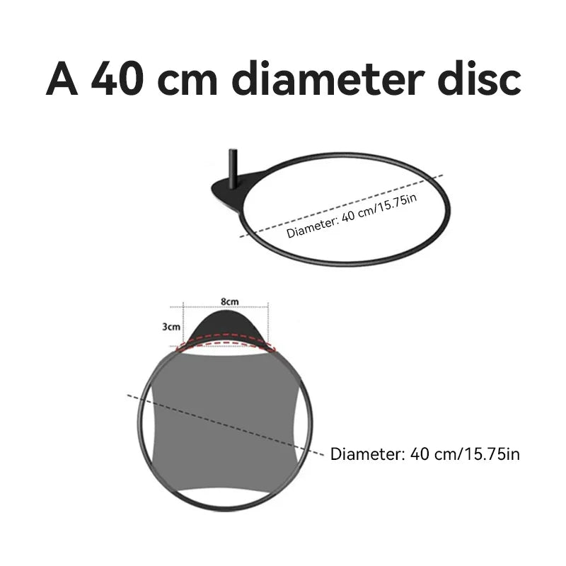 Size chart showing the Adjustable Cat Desk Bed's 40 cm (15.75 in) diameter