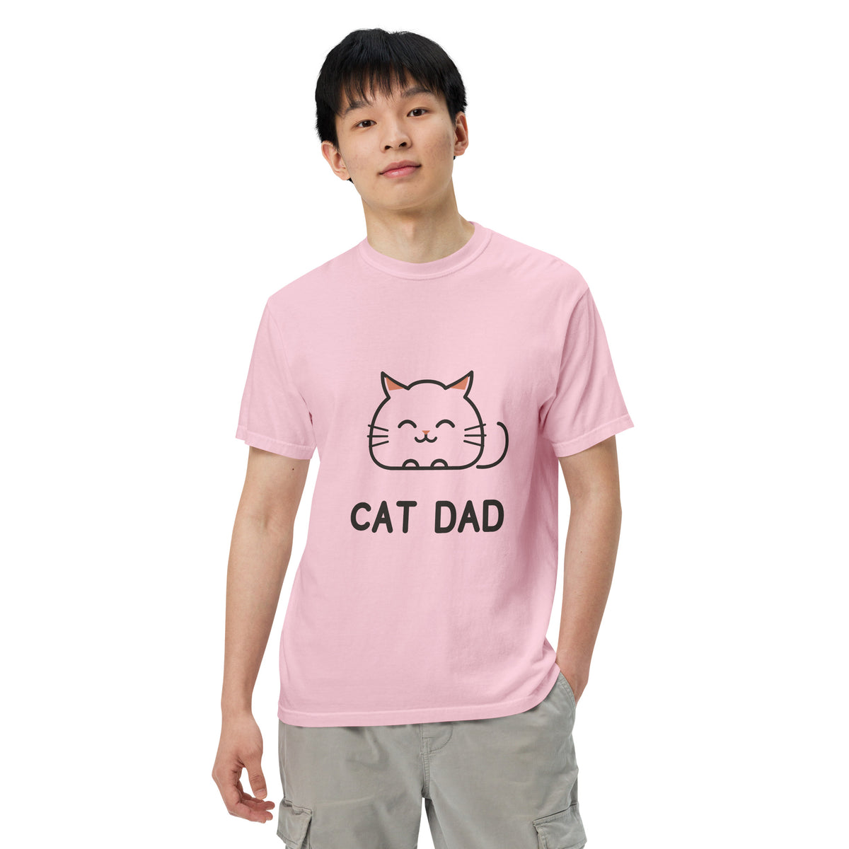 Cat Dad T-Shirt in Blossom, front view – CatLoft Co.