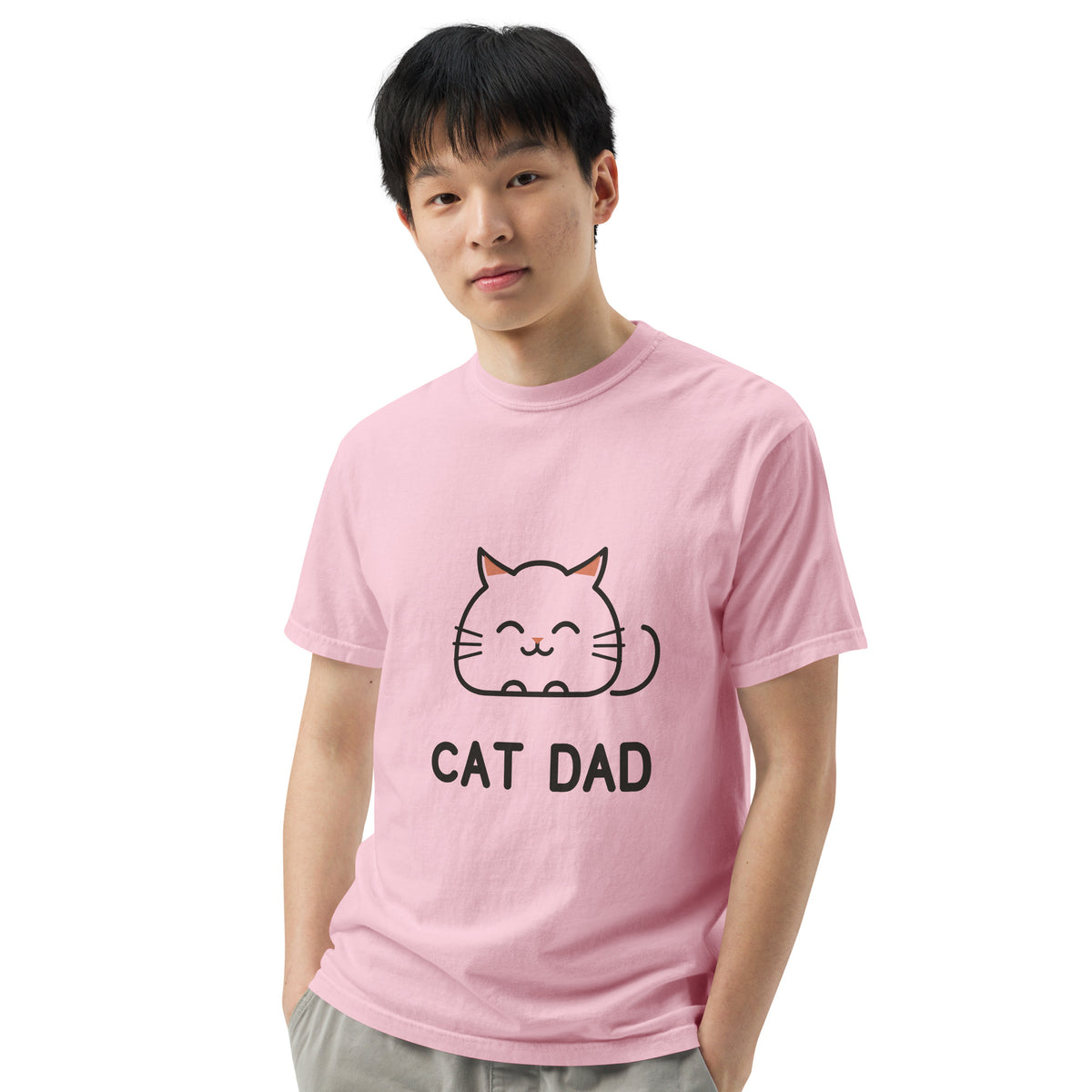 Cat Dad T-Shirt in Blossom, front view – CatLoft Co.