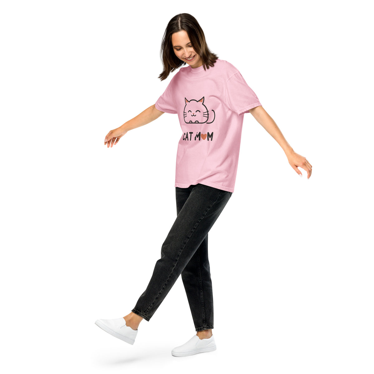Cat Mom T-Shirt in Blossom, front view – CatLoft Co.
