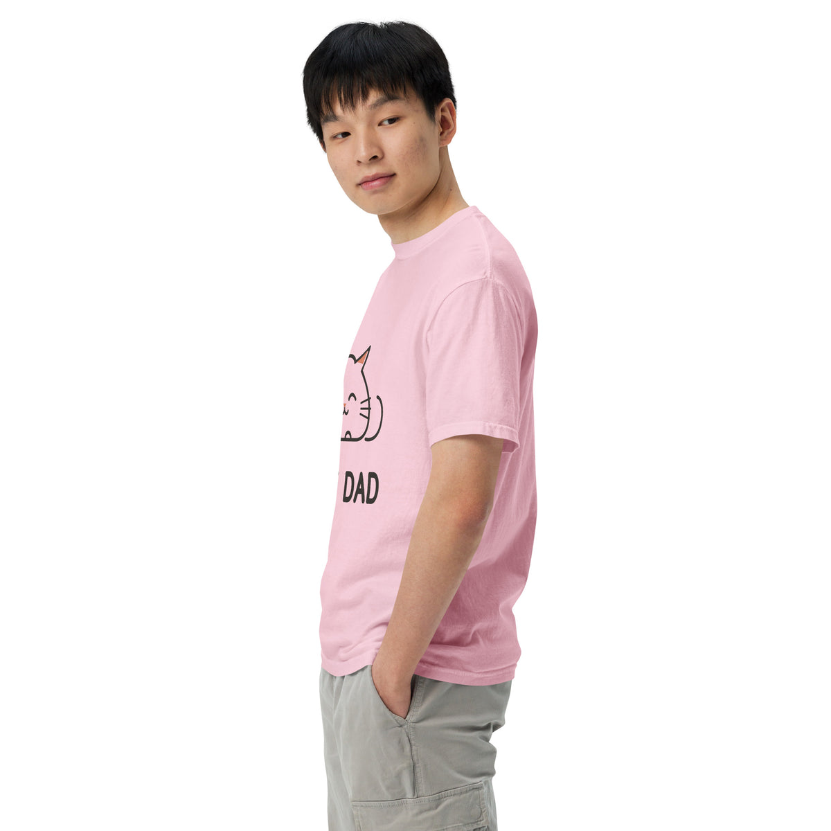 Cat Dad T-Shirt in Blossom, side view – CatLoft Co.