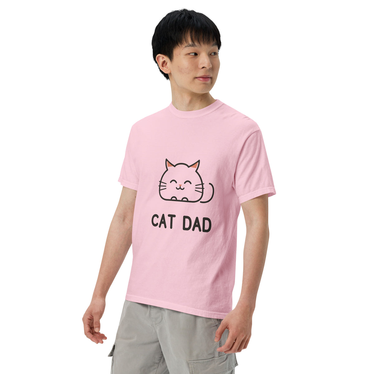 Cat Dad T-Shirt in Blossom, angled front view – CatLoft Co.