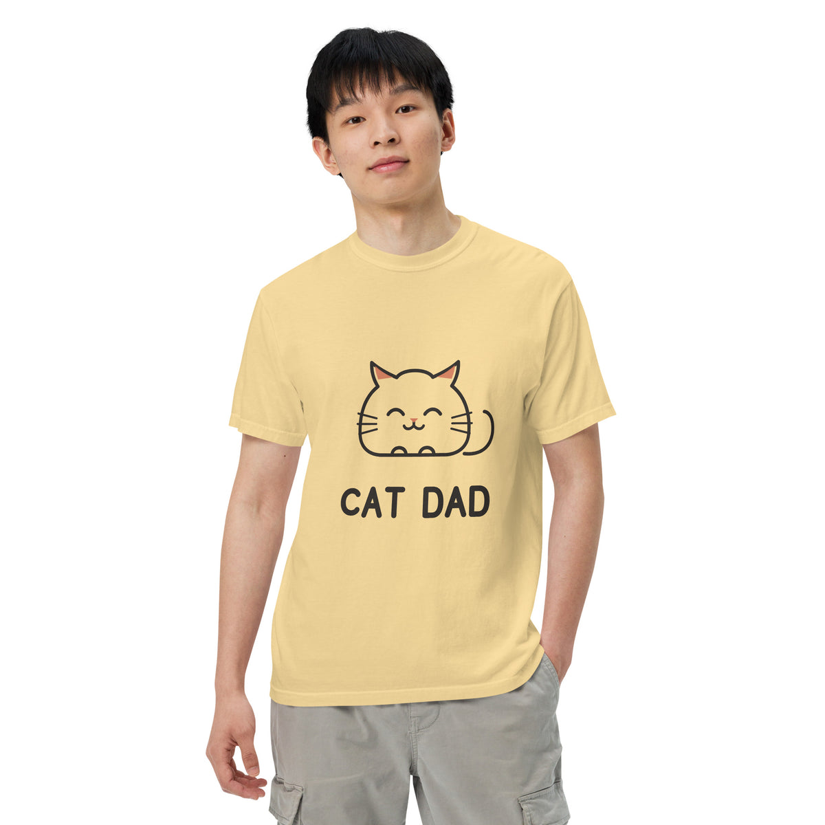Cat Dad T-Shirt in Butter, front view – CatLoft Co.