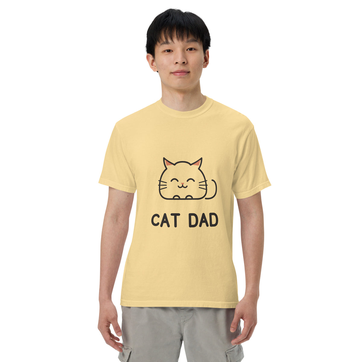 Cat Dad T-Shirt in Butter, front view – CatLoft Co.