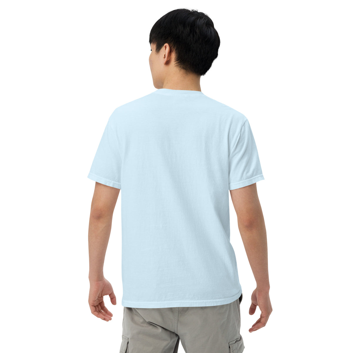 Cat Dad T-Shirt in Chambray, back view – CatLoft Co.