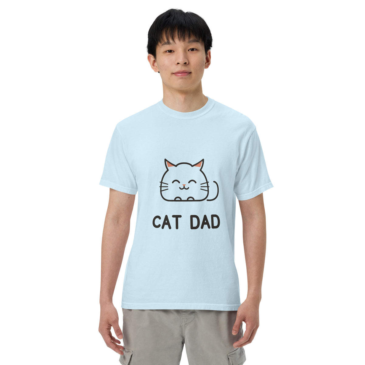 Cat Dad T-Shirt in Chambray, front view – CatLoft Co.