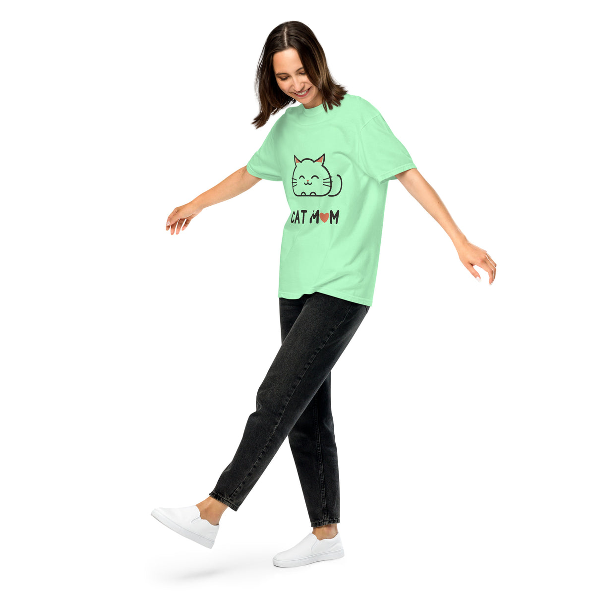 Cat Mom T-Shirt in Island Reef, front view – CatLoft Co.