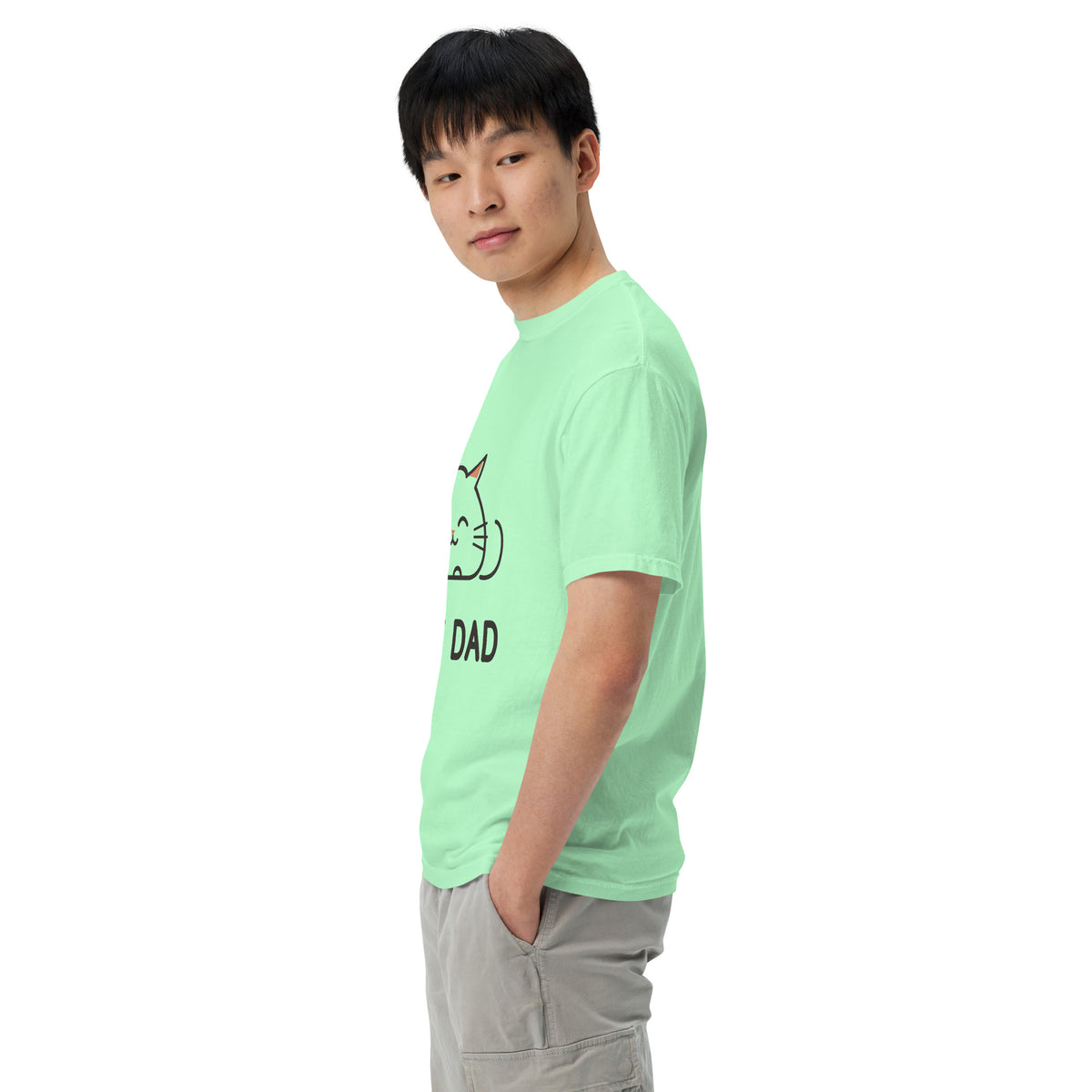 Cat Dad T-Shirt in Island Reef, side view – CatLoft Co.