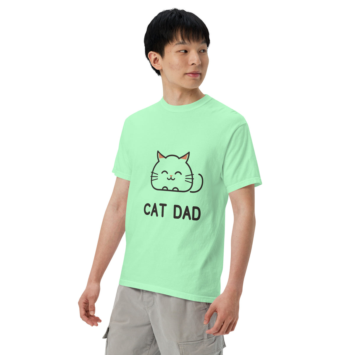 Cat Dad T-Shirt in Island Reef, angled front view – CatLoft Co.