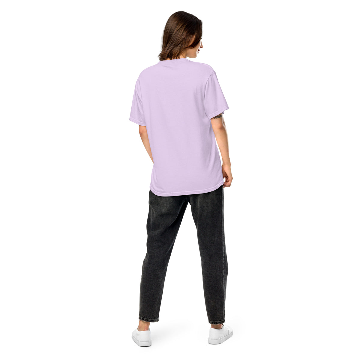 Cat Mom T-Shirt in Orchid, back view – CatLoft Co.