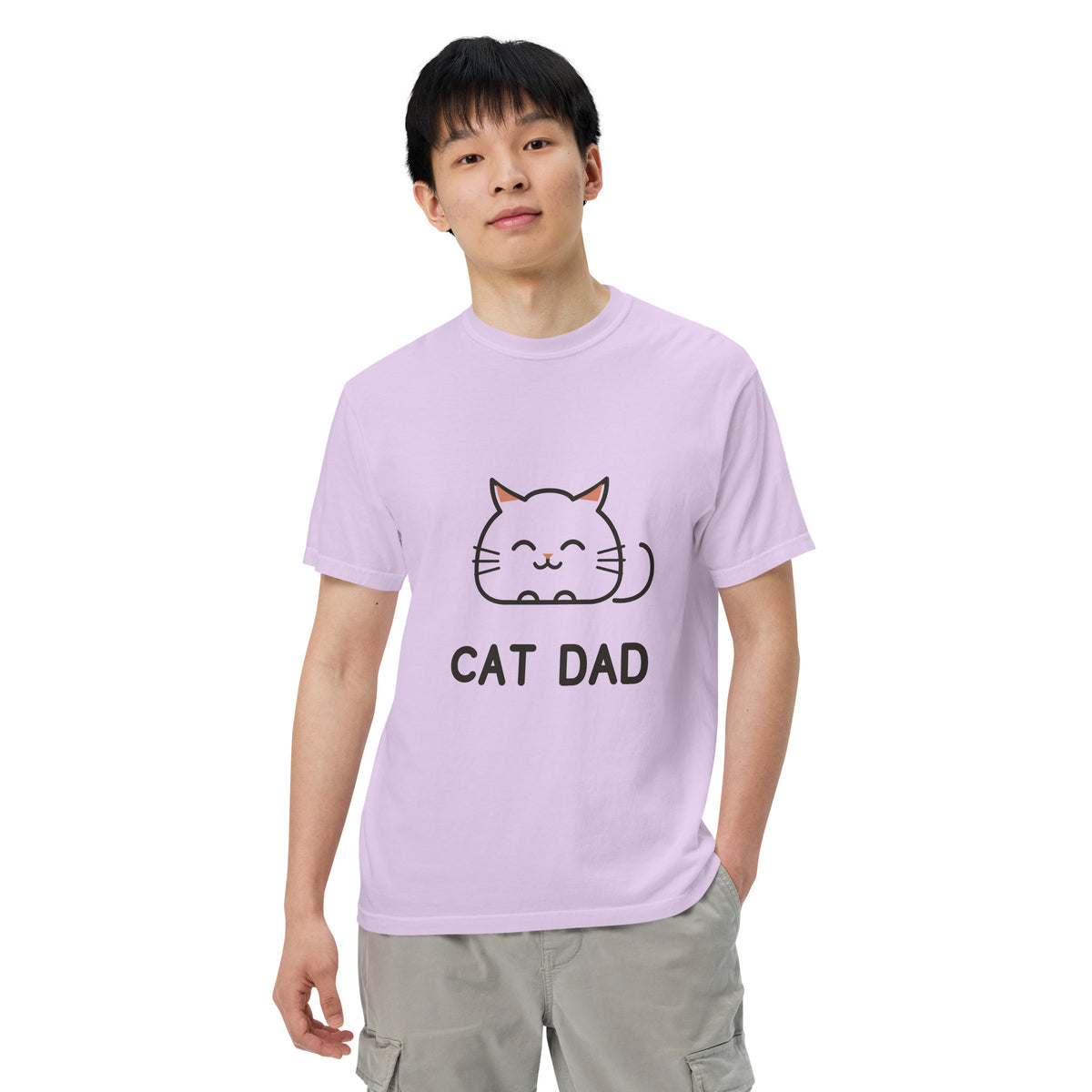 Cat Dad T-Shirt in Orchid, front view – CatLoft Co.