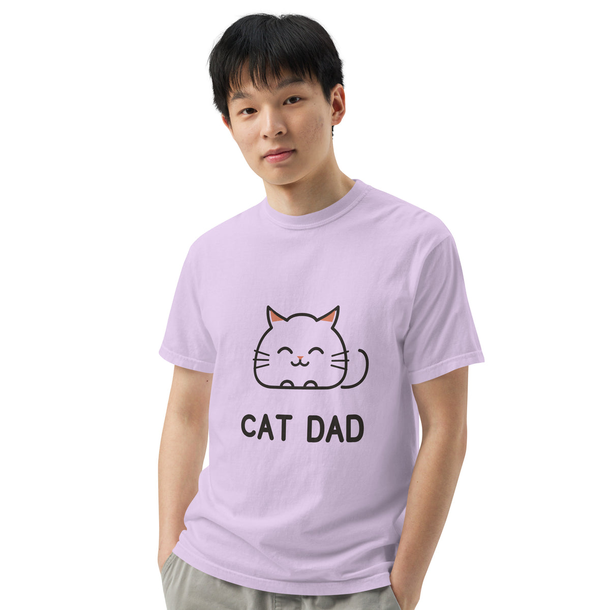 Cat Dad T-Shirt in Orchid, front view – CatLoft Co.