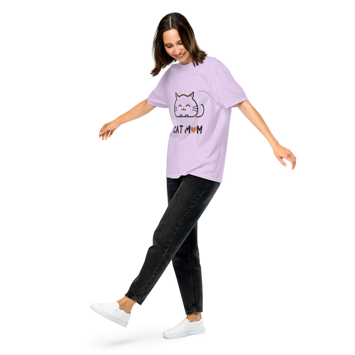 Cat Mom T-Shirt in Orchid, front view – CatLoft Co.