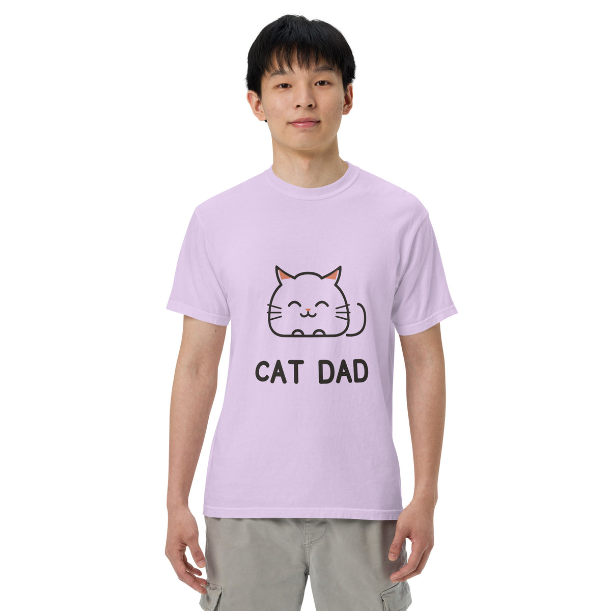 Cat Dad T-Shirt in Orchid, front view – CatLoft Co.