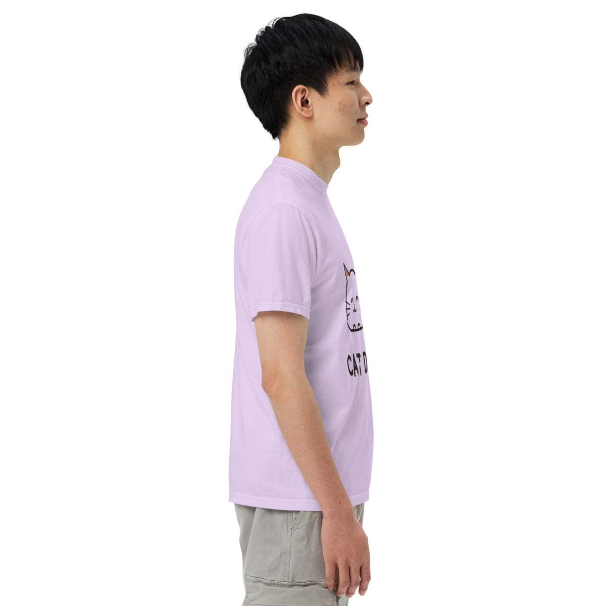 Cat Dad T-Shirt in Orchid, side view – CatLoft Co.